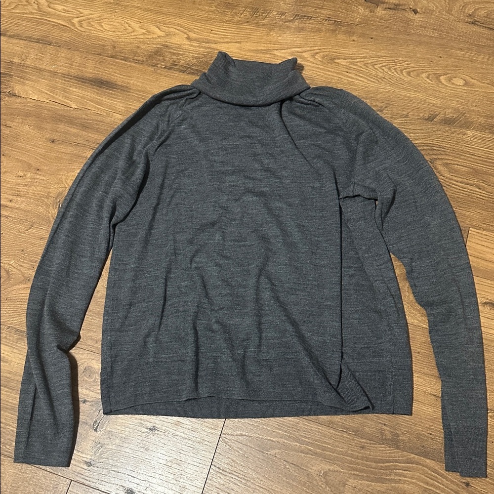 GAP Merino Wool Turtleneck Sweater XL Charcoal Gray Oversized Cozy